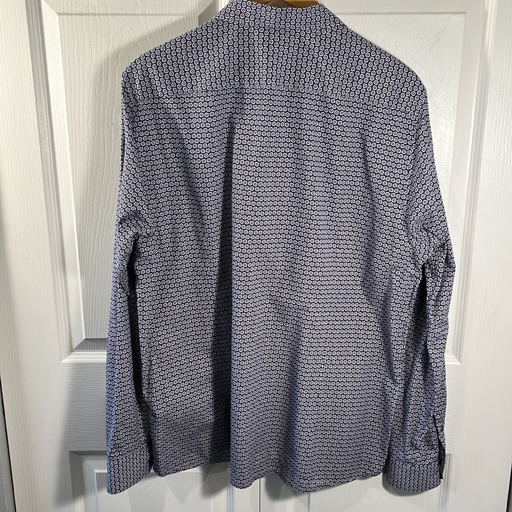 Ted Baker XXL Button Down Shirt Purple/Blue Print Long Sleeve Shirt Modern Fit - Picture 5 of 12